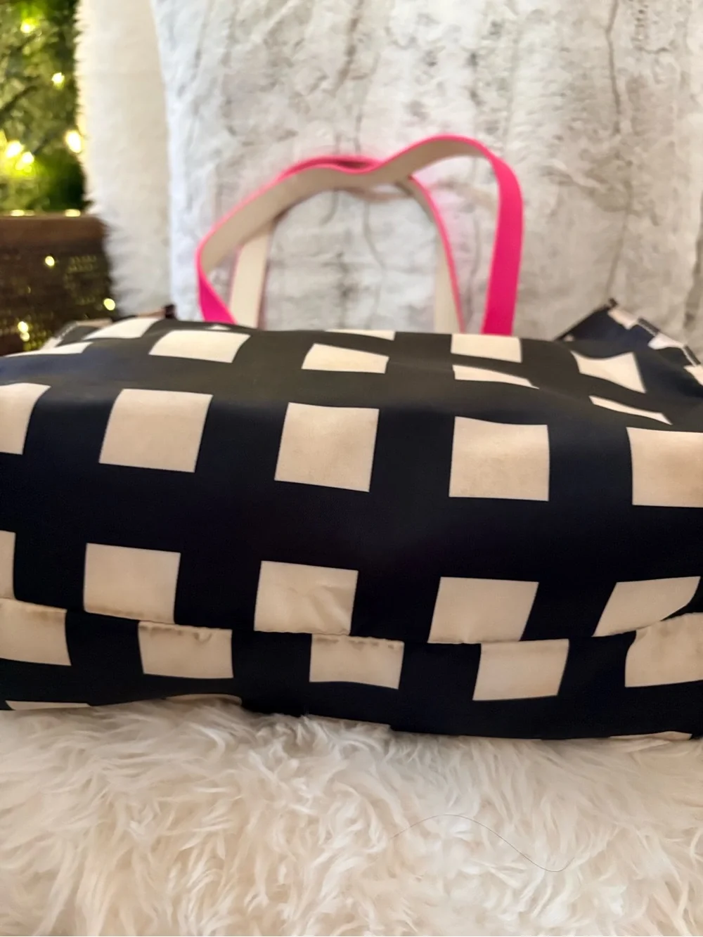 3pc Kate Spade Tote with Hello Kitty Charm & Black Scarf